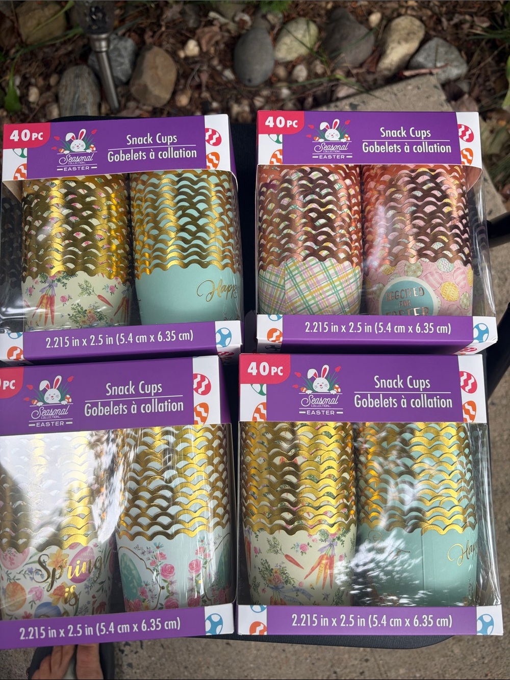 4 packs Gold and Mint Snack Cups - 40pc - Easter/Spring theme